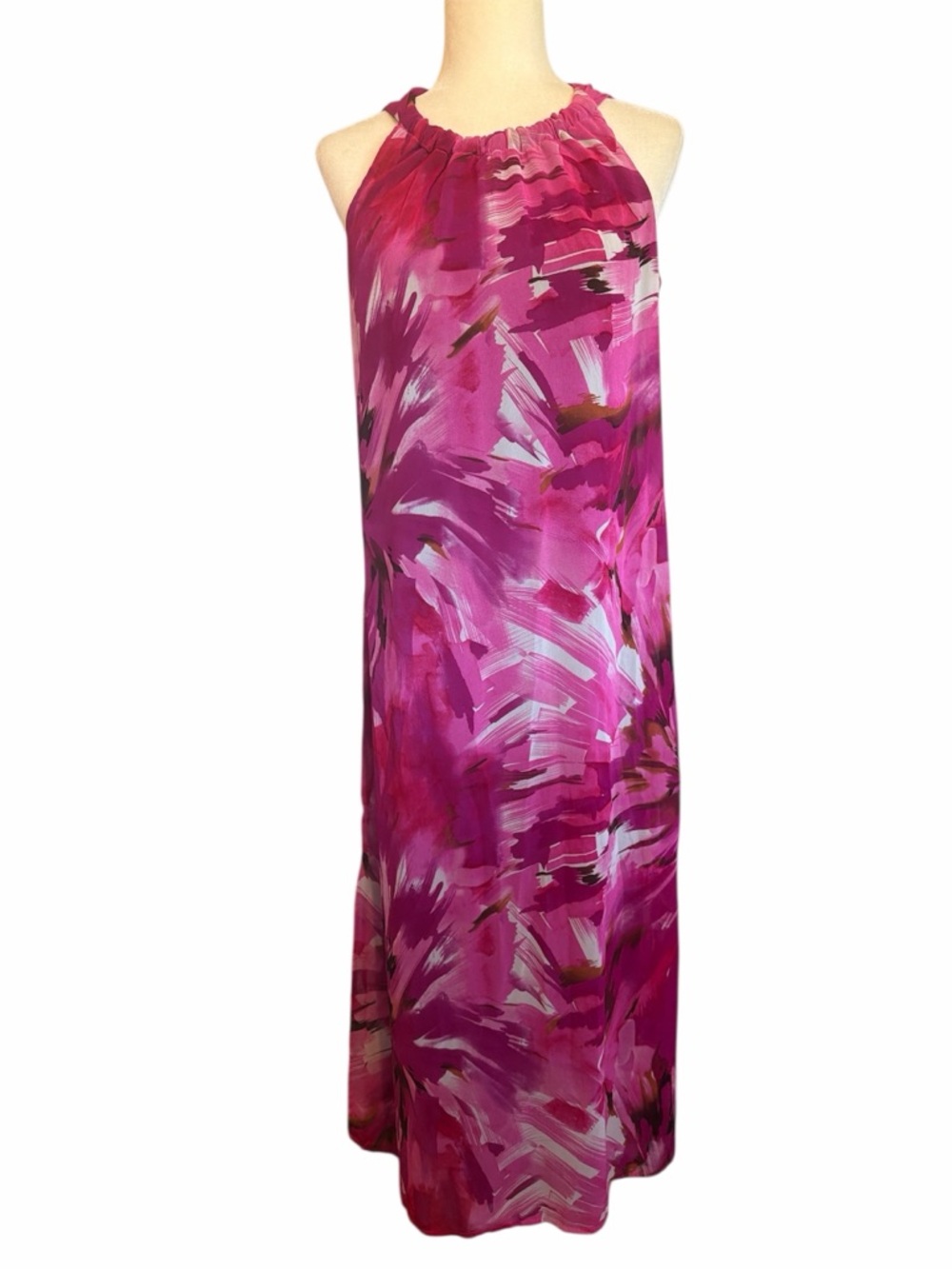 Halter Maxi Dress in Bold Fuchsia Print - Picture 7 of 7